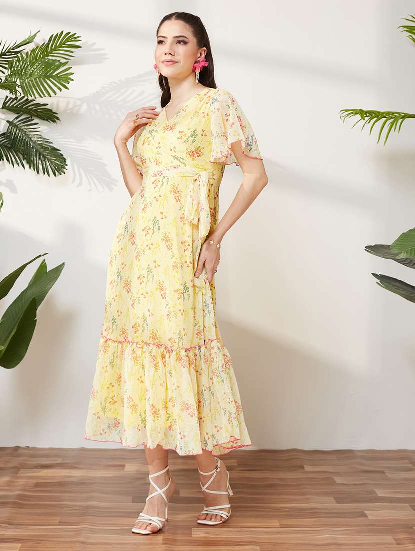 women printed flared sleeves tiered dress - 22577196 -  Standard Image - 2