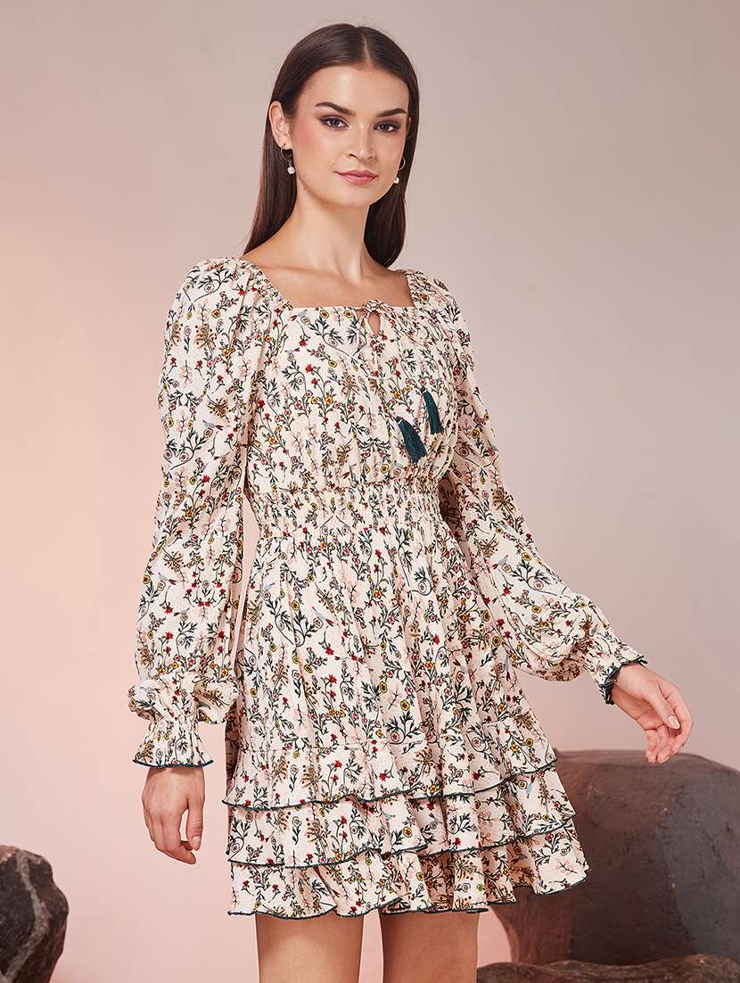 Women Printed Long Sleeves Tiered Dress - 22577216 -  Standard Image - 2