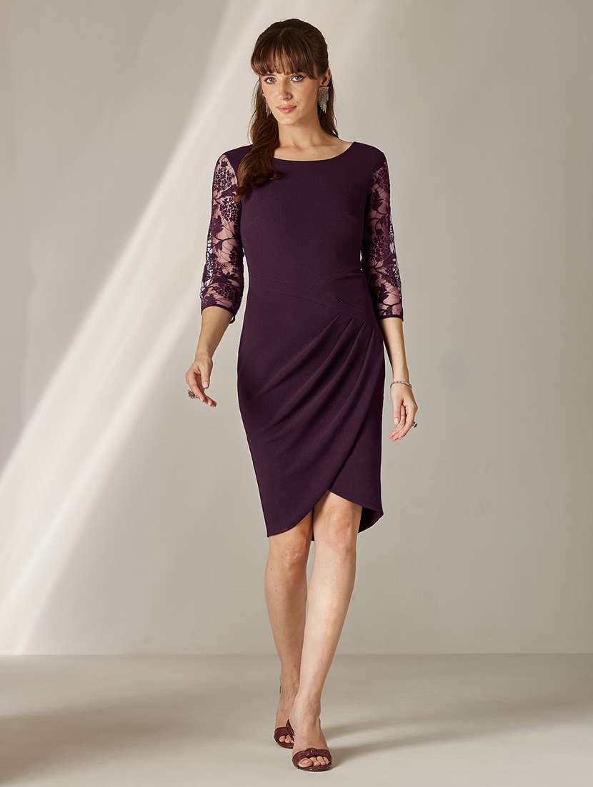 women self design three quarter sleeves sheath dress - 22577224 -  Standard Image - 2