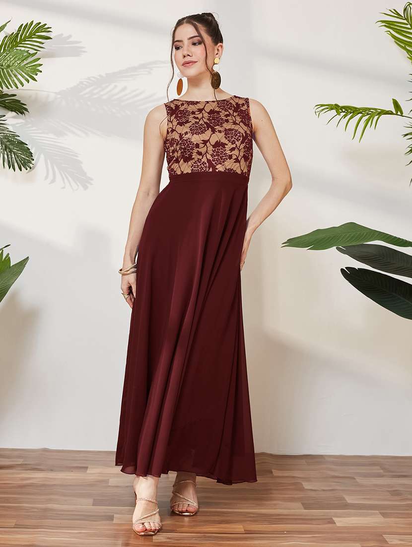 Women Self Design Sleeveless Fit And Flare Dress - 22577231 -  Standard Image - 2