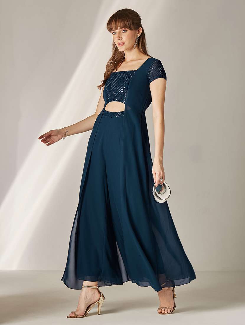 women embroidered short sleeves full leg jumpuit - 22577270 -  Standard Image - 2