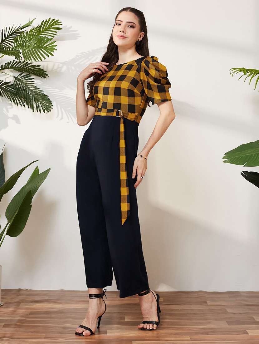 women printed puff sleeves full leg jumpsuit - 22577272 -  Standard Image - 2
