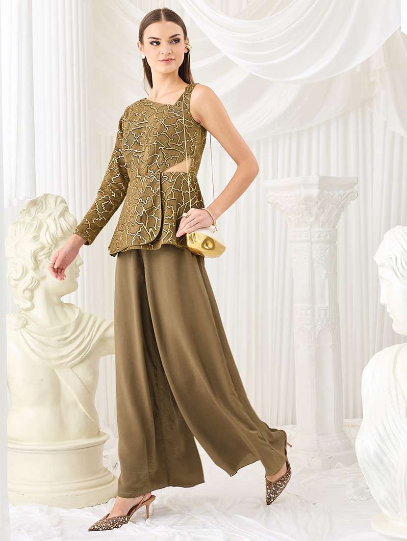 women self design asymmetric neck top and palazzo set - 22577283 -  Standard Image - 2
