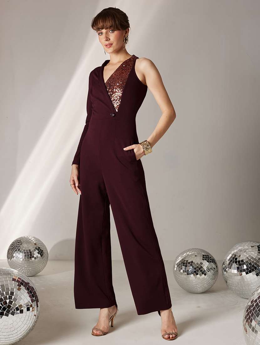 women sequined sleeveless full leg jumpsuit - 22577287 -  Standard Image - 2