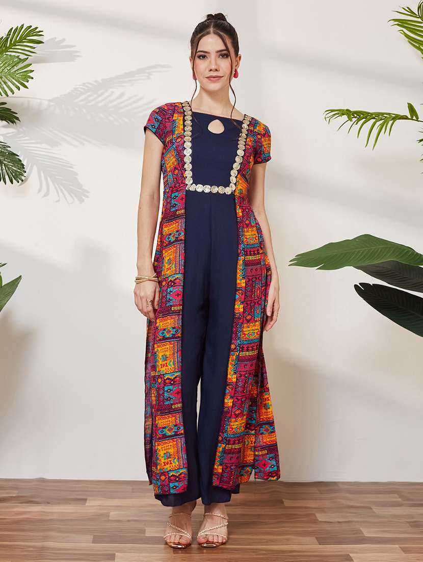 Women Printed Short Sleeves Full Leg Jumpsuit - 22577309 -  Standard Image - 2