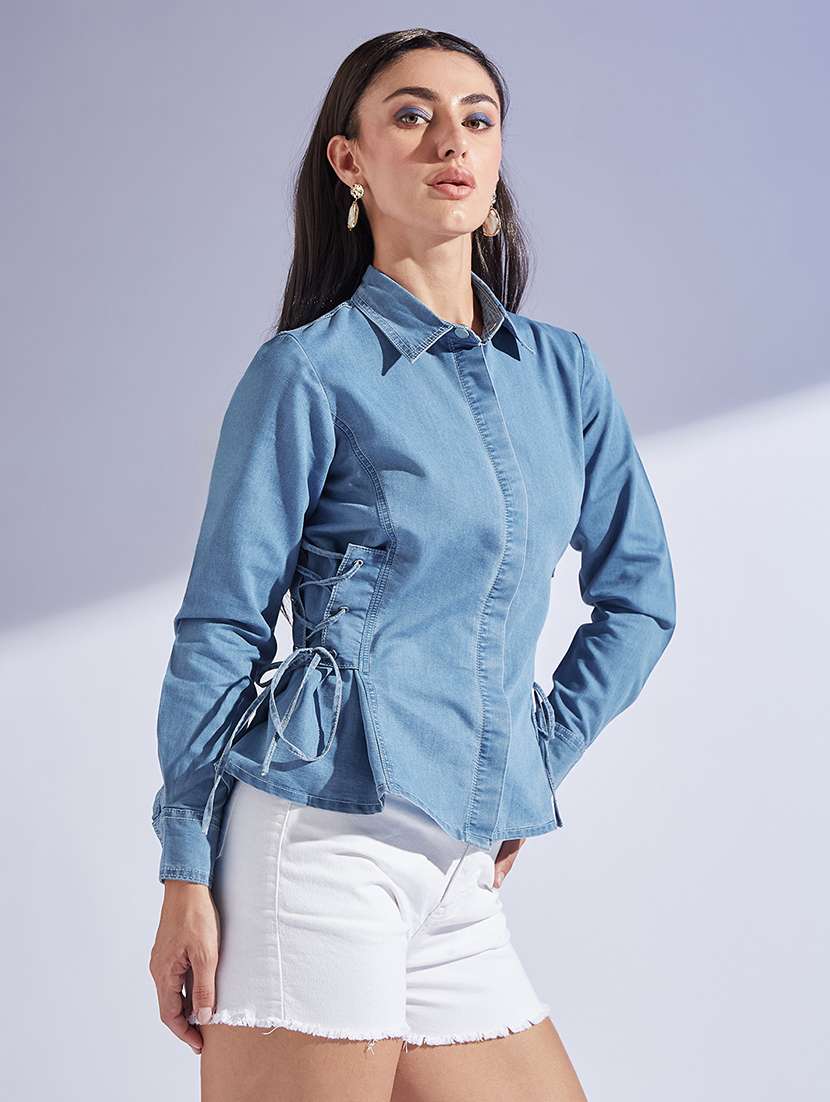 Women Solid Long Sleeves Regular Shirt - 22577311 -  Standard Image - 2