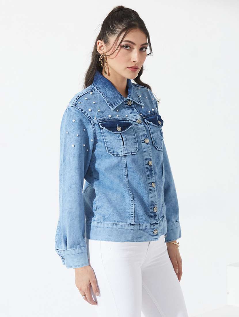women embellished long sleeves denim jacket - 22577326 -  Standard Image - 2