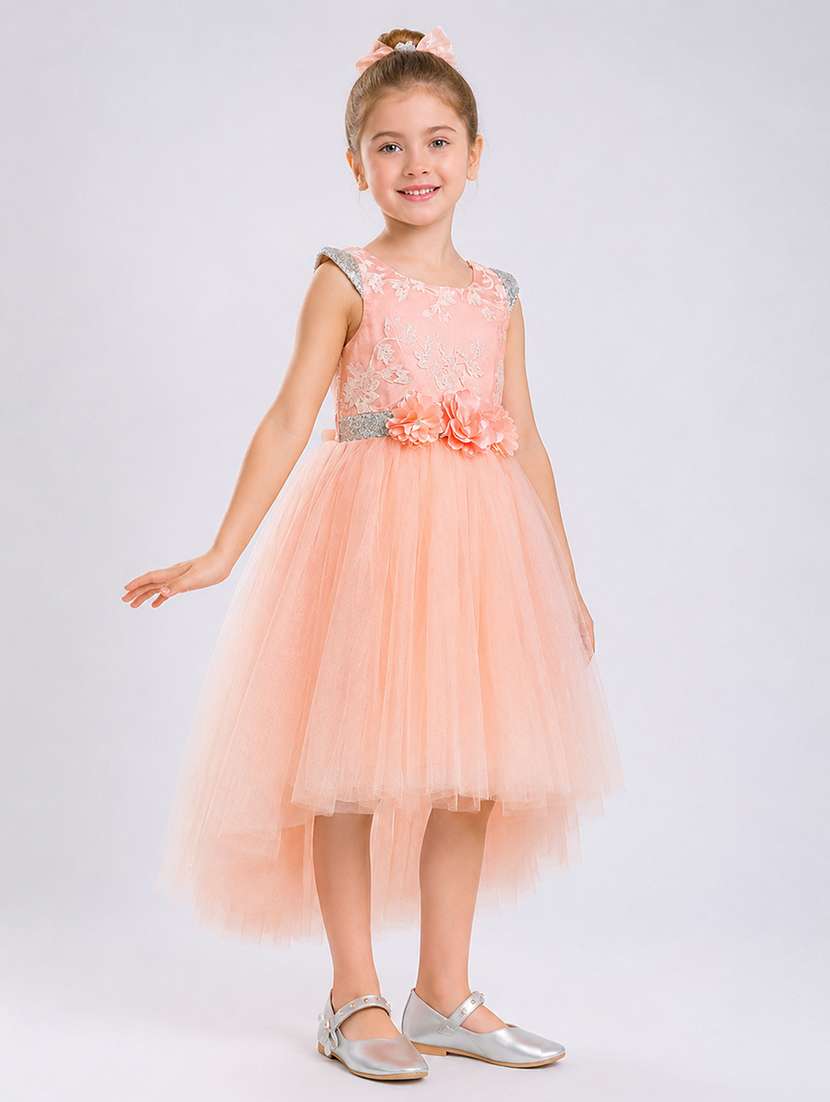 Girls Embellished Detailed Sleeveless High Low Dress - 22577362 -  Standard Image - 2