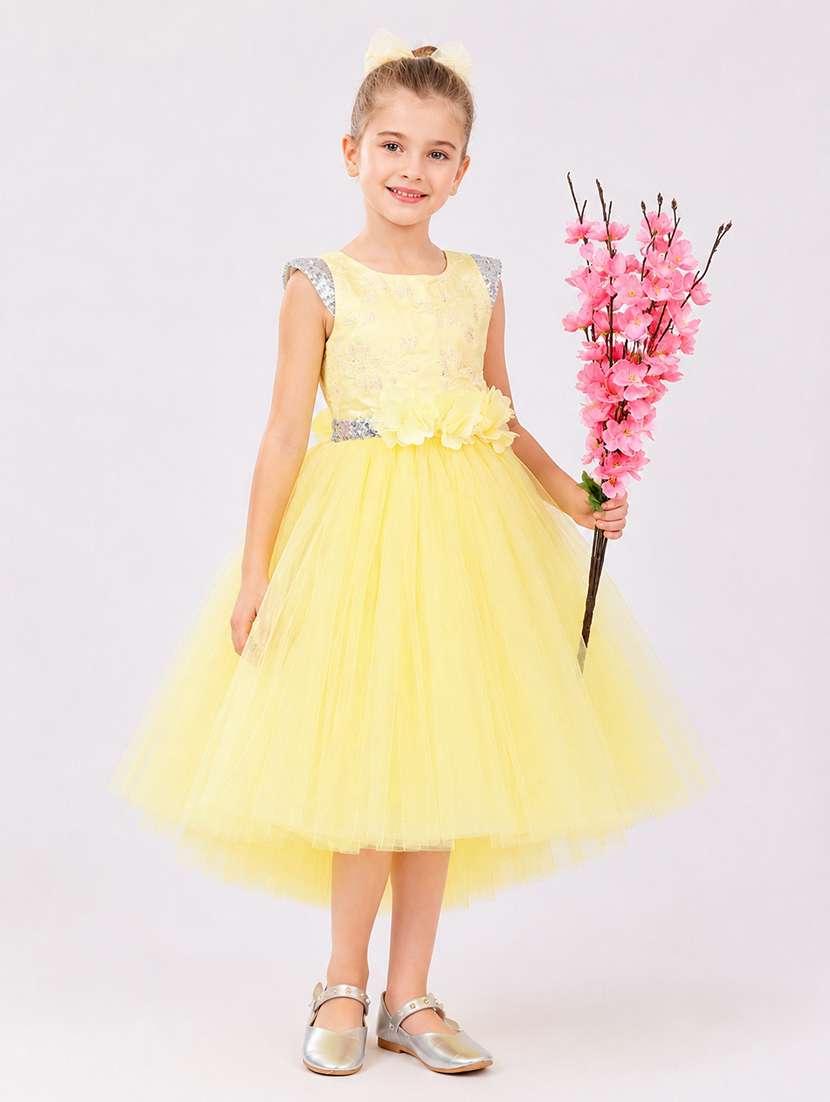 girls embellished cap sleeves high low dress