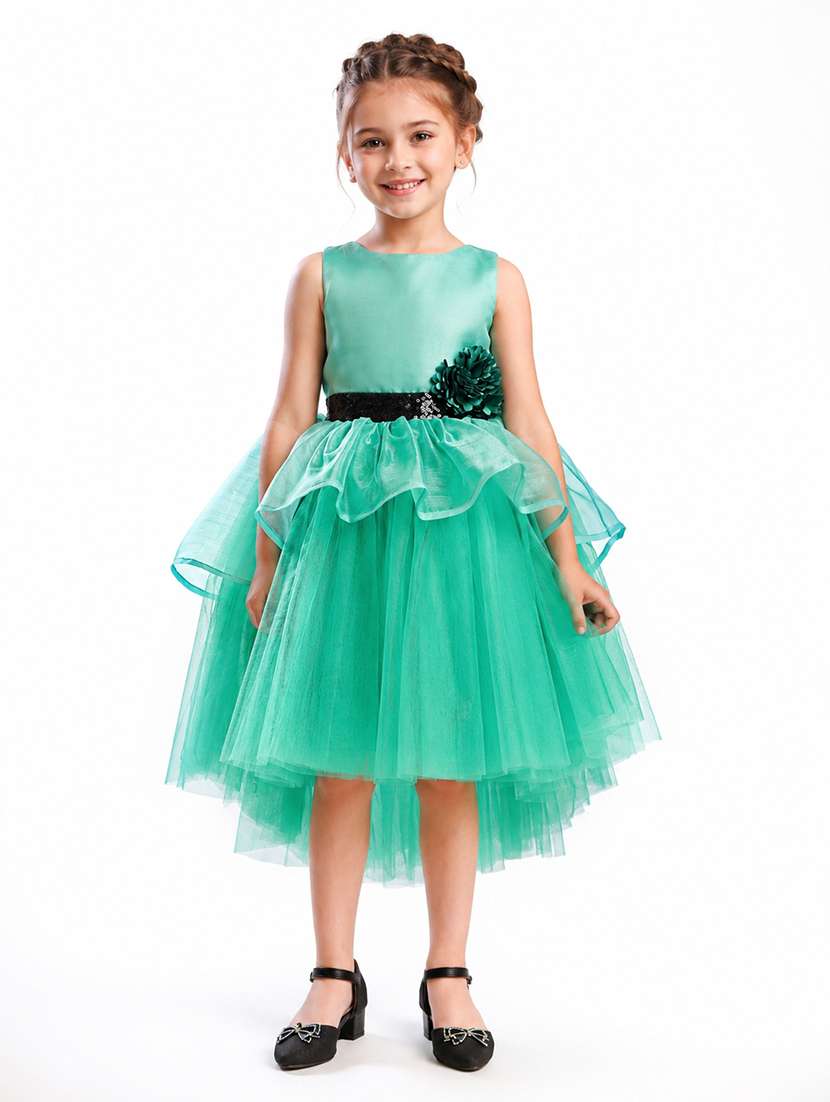 Girls Sequined Sleeveless High Low Dress - 22577366 -  Standard Image - 2