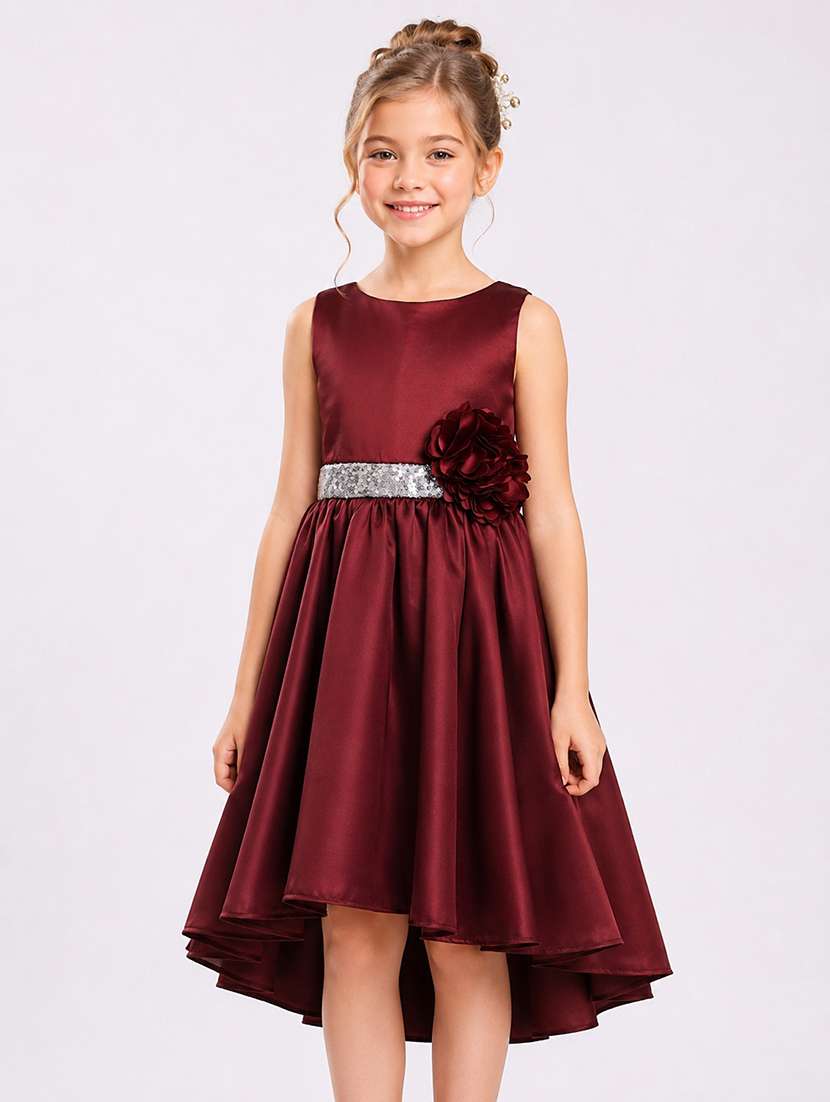 girls sequined sleeveless high low dress