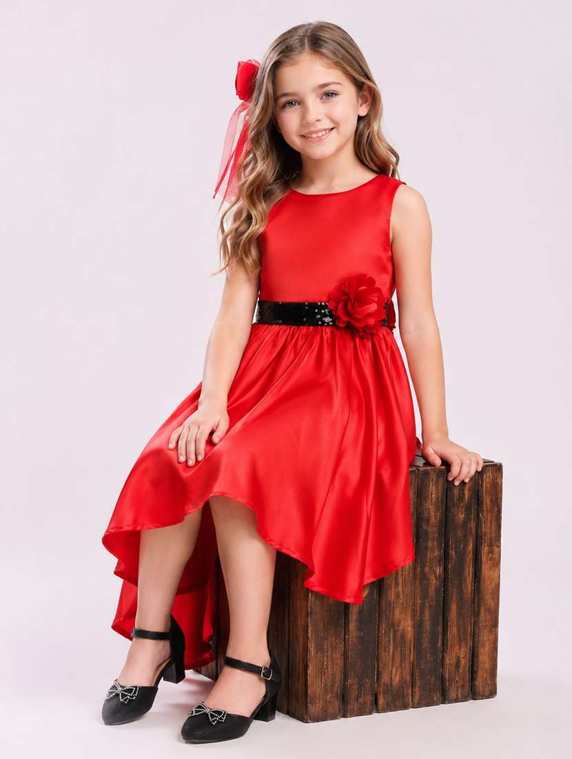 girls sequined sleeveless high low dress