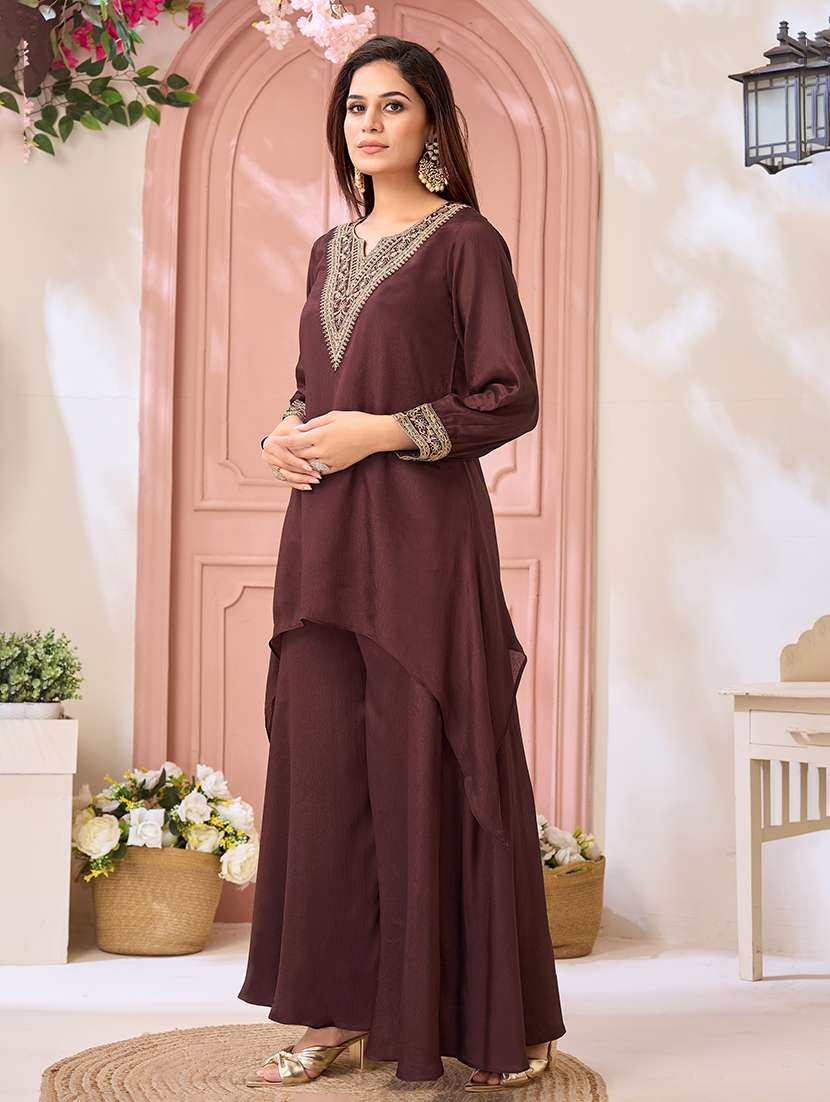 women embroidered long sleeves kurta palazzo set - 22577432 -  Standard Image - 2