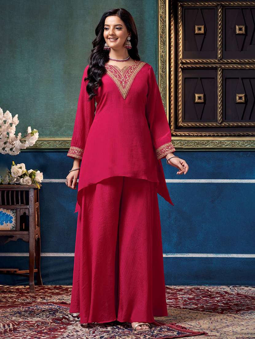 Women Embroidered Long Sleeves Kurta Palazzo Set - 22577435 -  Standard Image - 2
