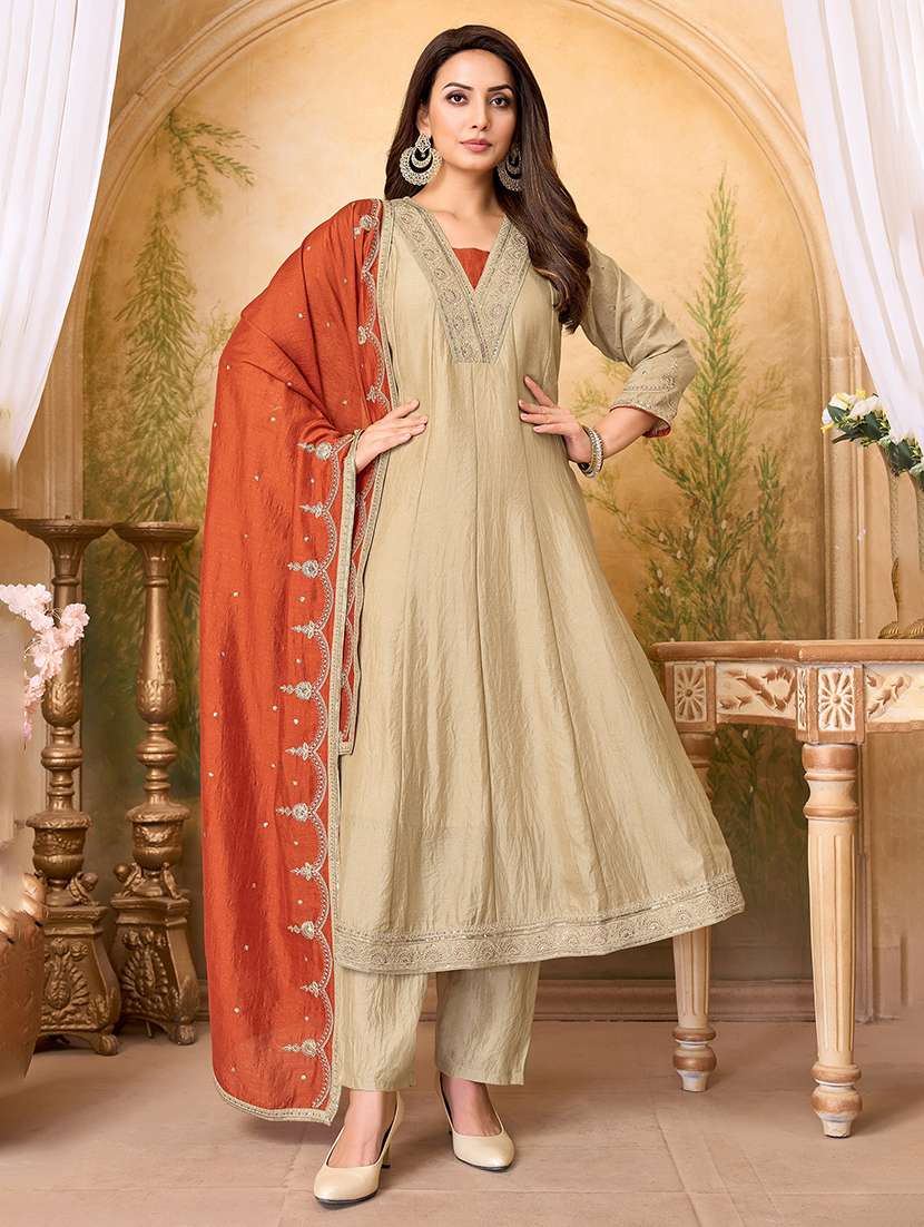 women embroidered three quarter sleeves kurta pant set with dupatta - 22577440 -  Standard Image - 2