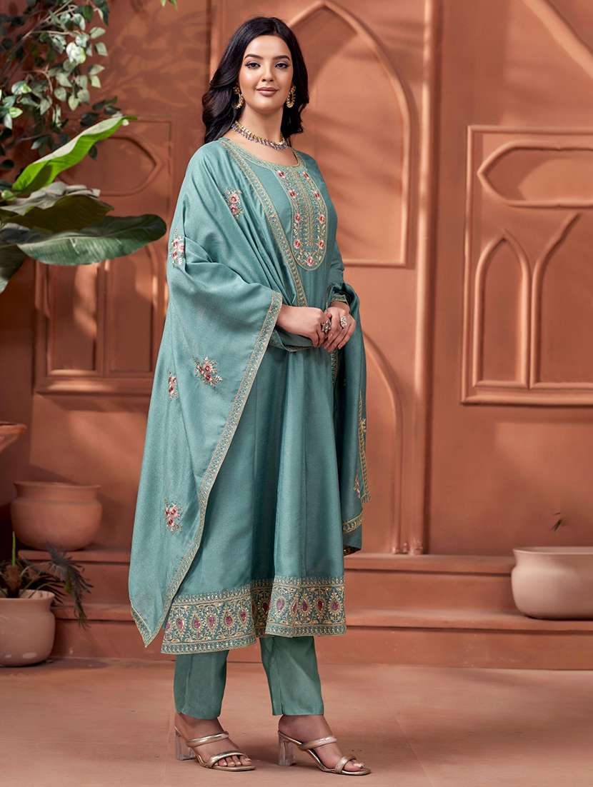 women embroidered long sleeves kurta pant set with dupatta - 22577445 -  Standard Image - 2