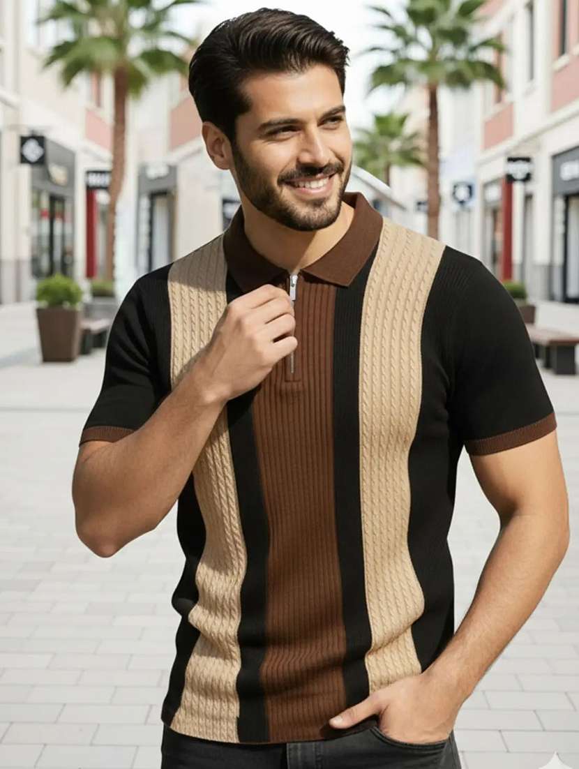 men colourblocked short sleeves polo t-shirt - 22577535 -  Standard Image - 2