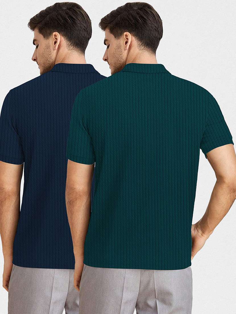 Men Pack Of 2 Textured Short Sleeves Polo T-shirt - 22577555 -  Standard Image - 2