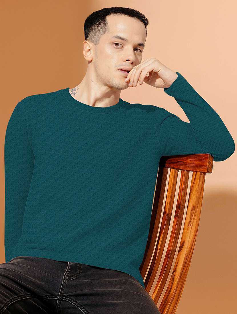 men textured long sleeves regular fit t-shirt