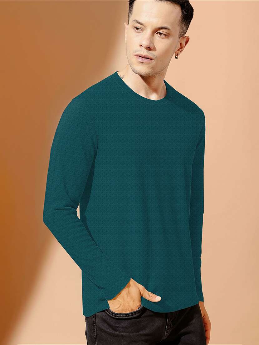 men textured long sleeves regular fit t-shirt - 22577687 -  Standard Image - 2