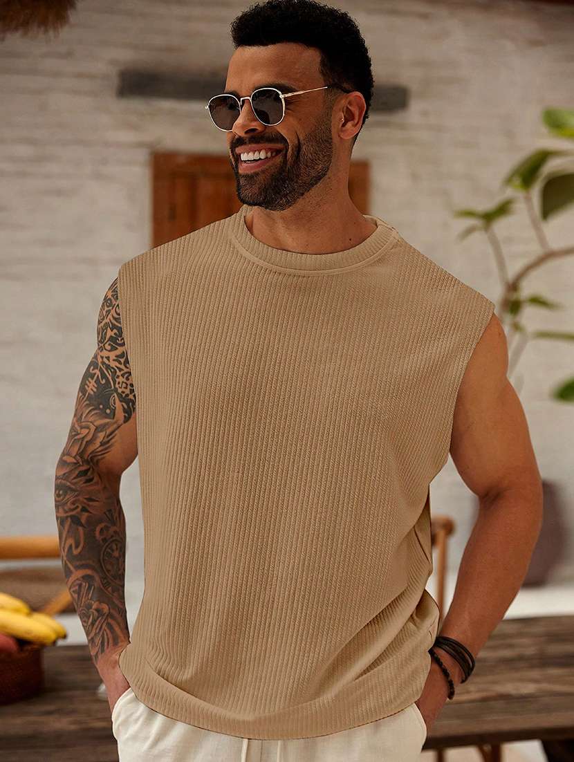 men textured sleeveless oversized t-shirt - 22577688 -  Standard Image - 2