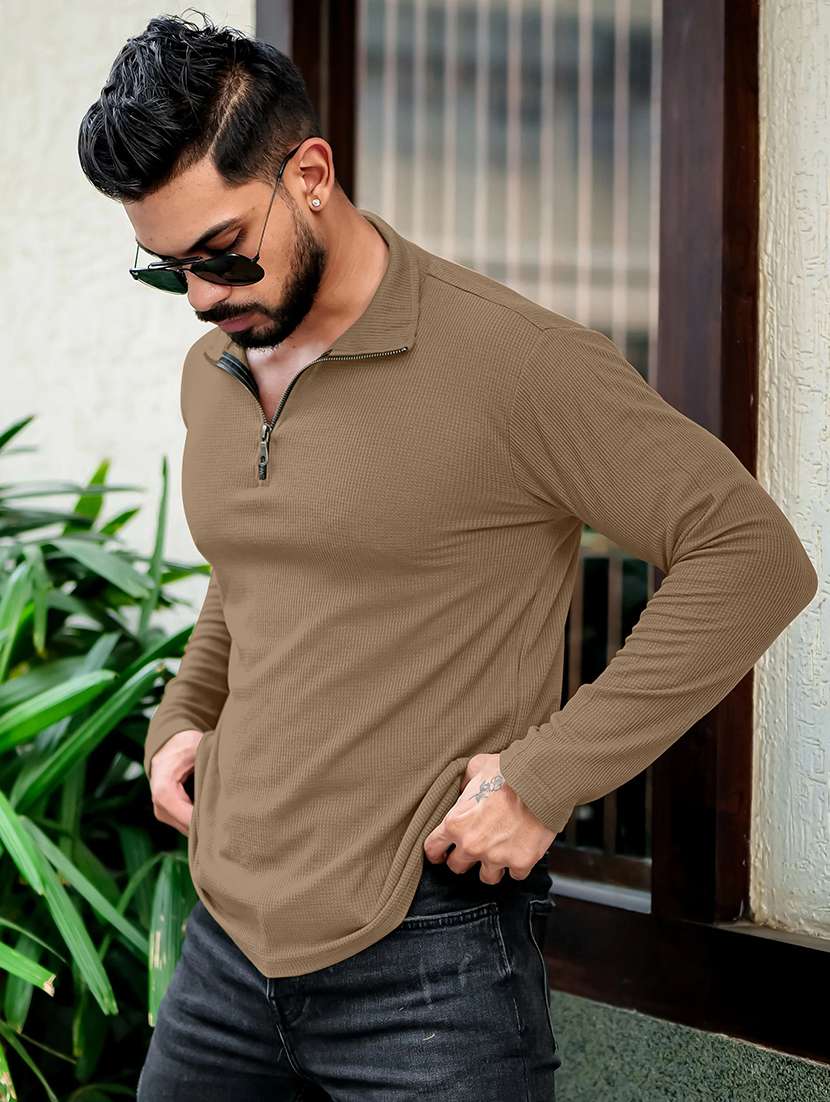men textured long sleeves polo t-shirt - 22577799 -  Standard Image - 2