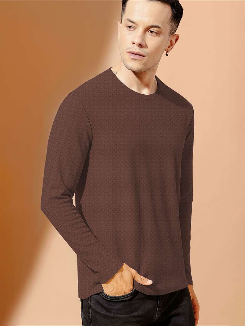 men textured long sleeves regular fit t-shirt - 22577842 -  Standard Image - 2