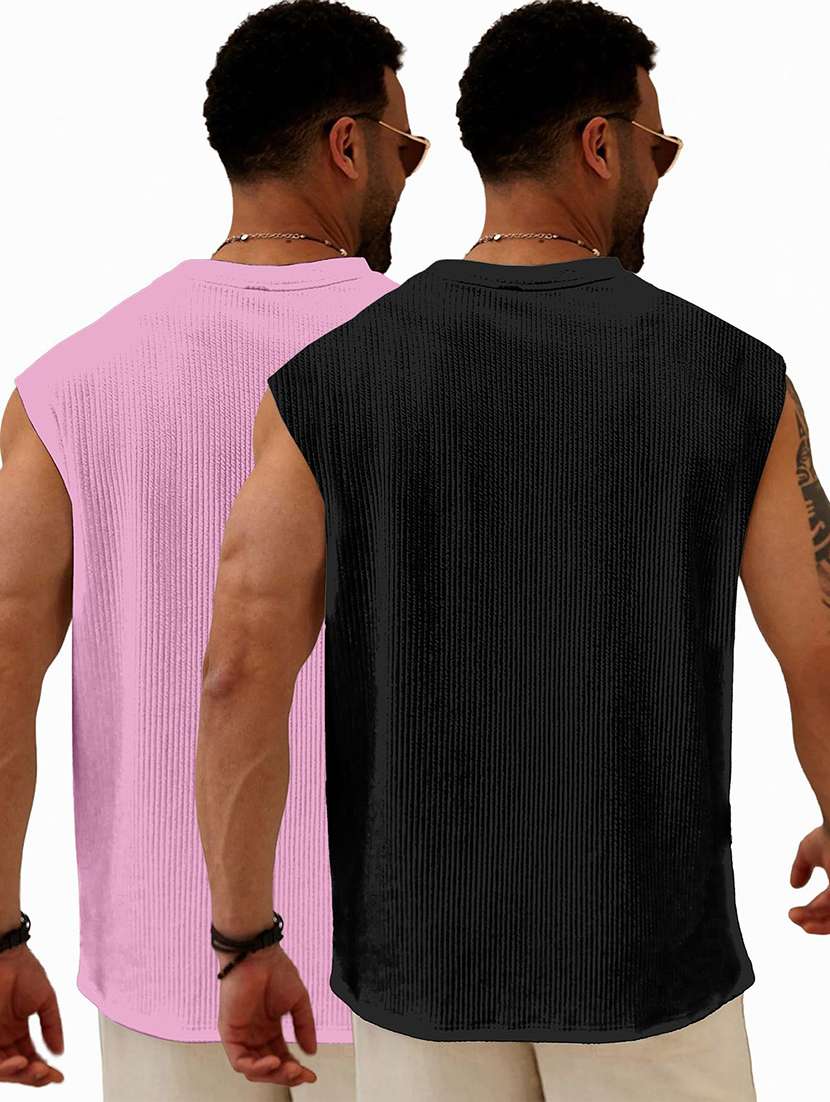 Men Pack Of 2 Textured Sleeves Oversized T-shirt - 22577861 -  Standard Image - 2