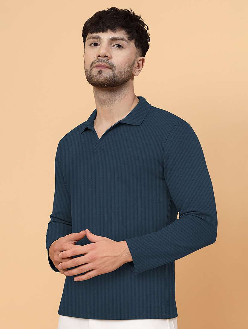 men textured long sleeves polo t-shirt - 22577867 -  Standard Image - 2