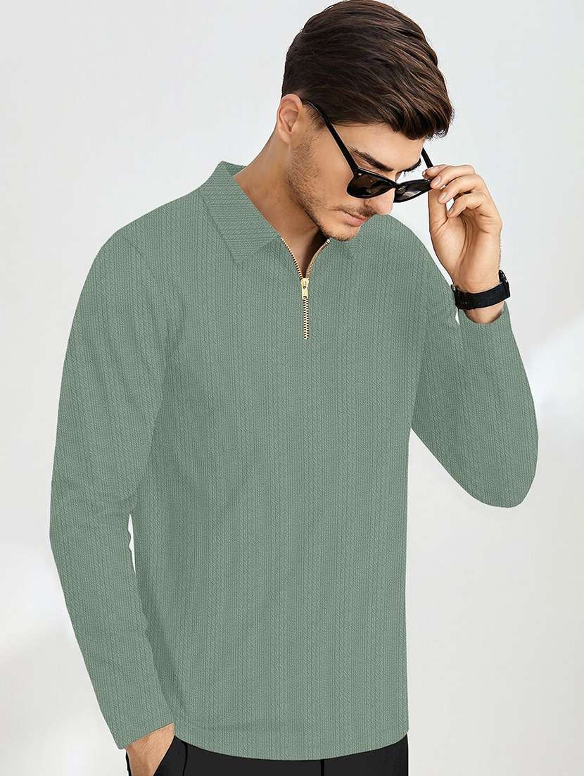 men textured long sleeves polo t-shirt - 22577976 -  Standard Image - 2
