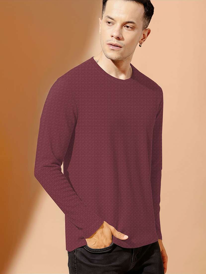 men textured long sleeves regular fit t-shirt - 22578049 -  Standard Image - 2