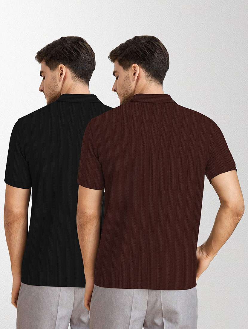 Men Pack Of 2 Textured Short Sleeves Polo T-shirt - 22578053 -  Standard Image - 2