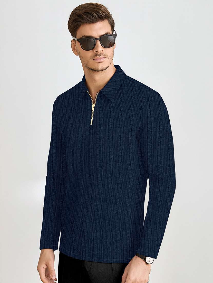 Men Textured Long Sleeves Polo T-shirt - 22578228 -  Standard Image - 2