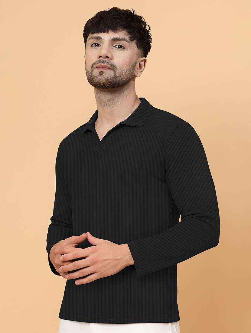 men textured long sleeves polo t-shirt - 22578278 -  Standard Image - 2