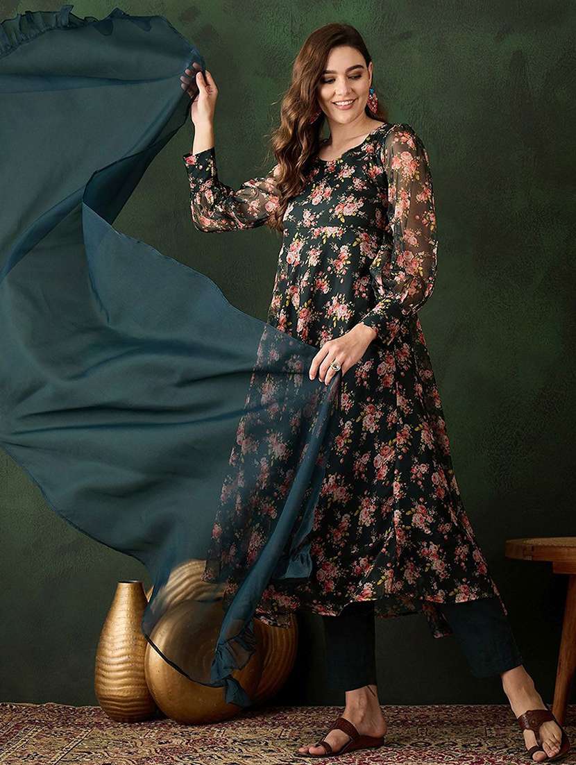 women printed long sleeves kurta pant set with dupatta - 22578411 -  Standard Image - 2