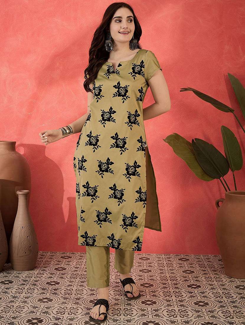 women printed short sleeves kurta pant set  - 22578412 -  Standard Image - 2