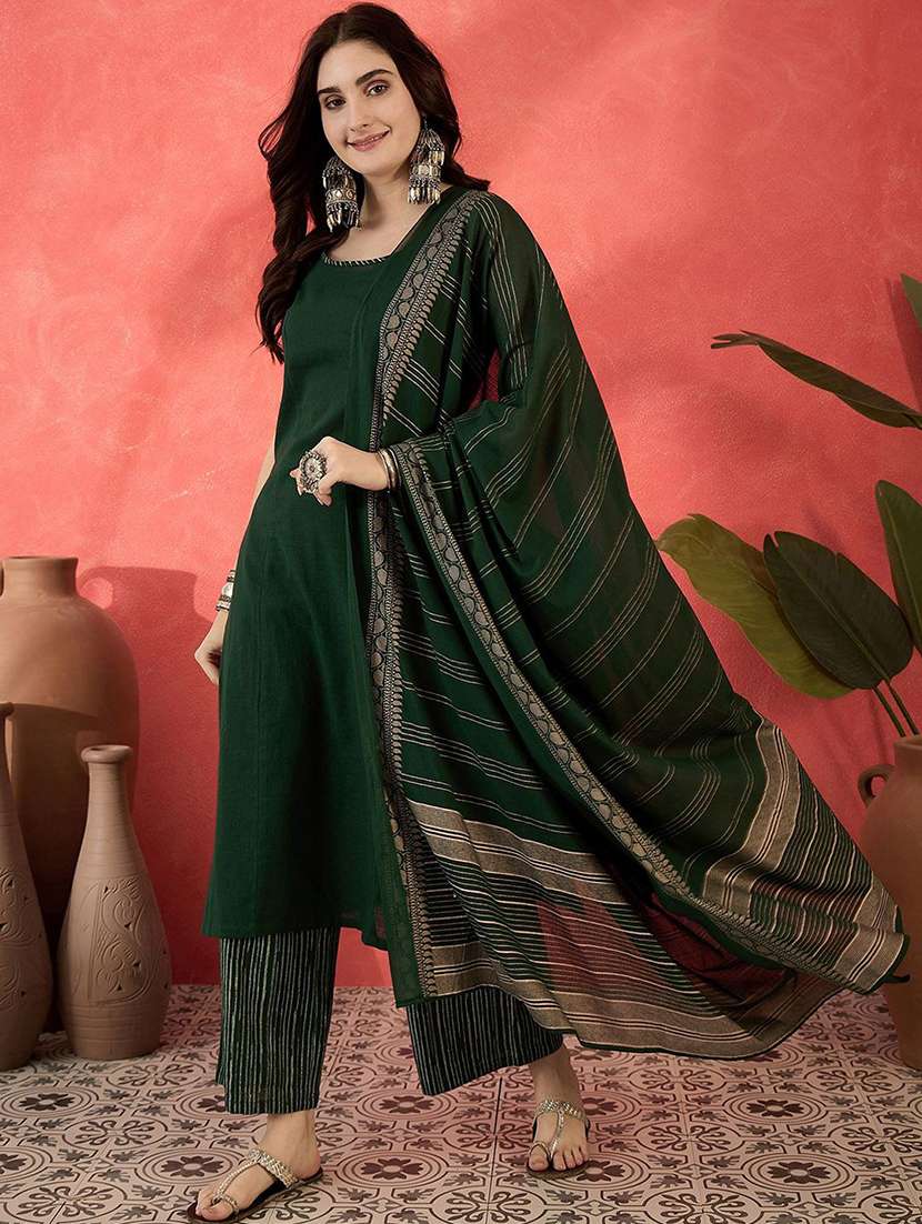 women solid sleeveless kurta pant set with dupatta - 22578473 -  Standard Image - 2