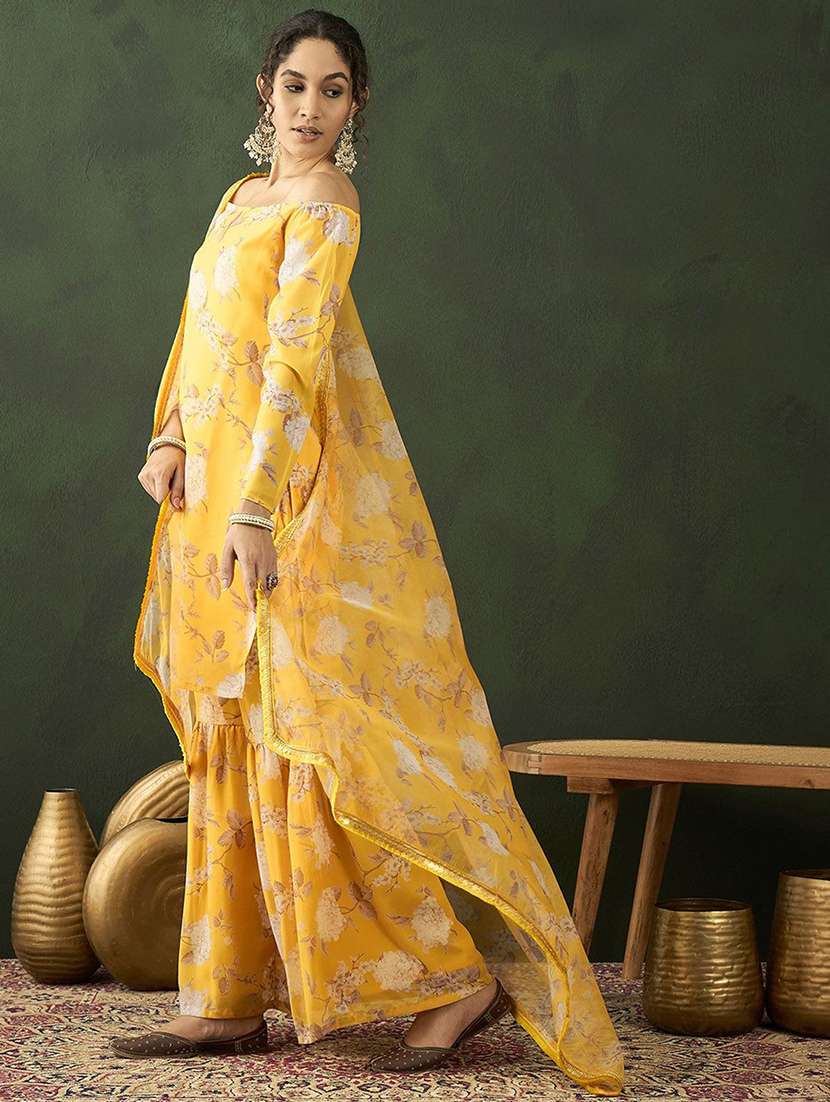 Women Printed Long Sleeves Kurta Sharara Set With Dupatta - 22578477 -  Standard Image - 2