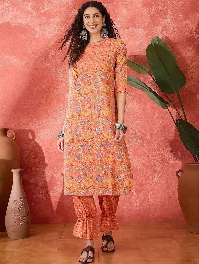 women printed three quarter sleeves kurta salwar set - 22578500 -  Standard Image - 2
