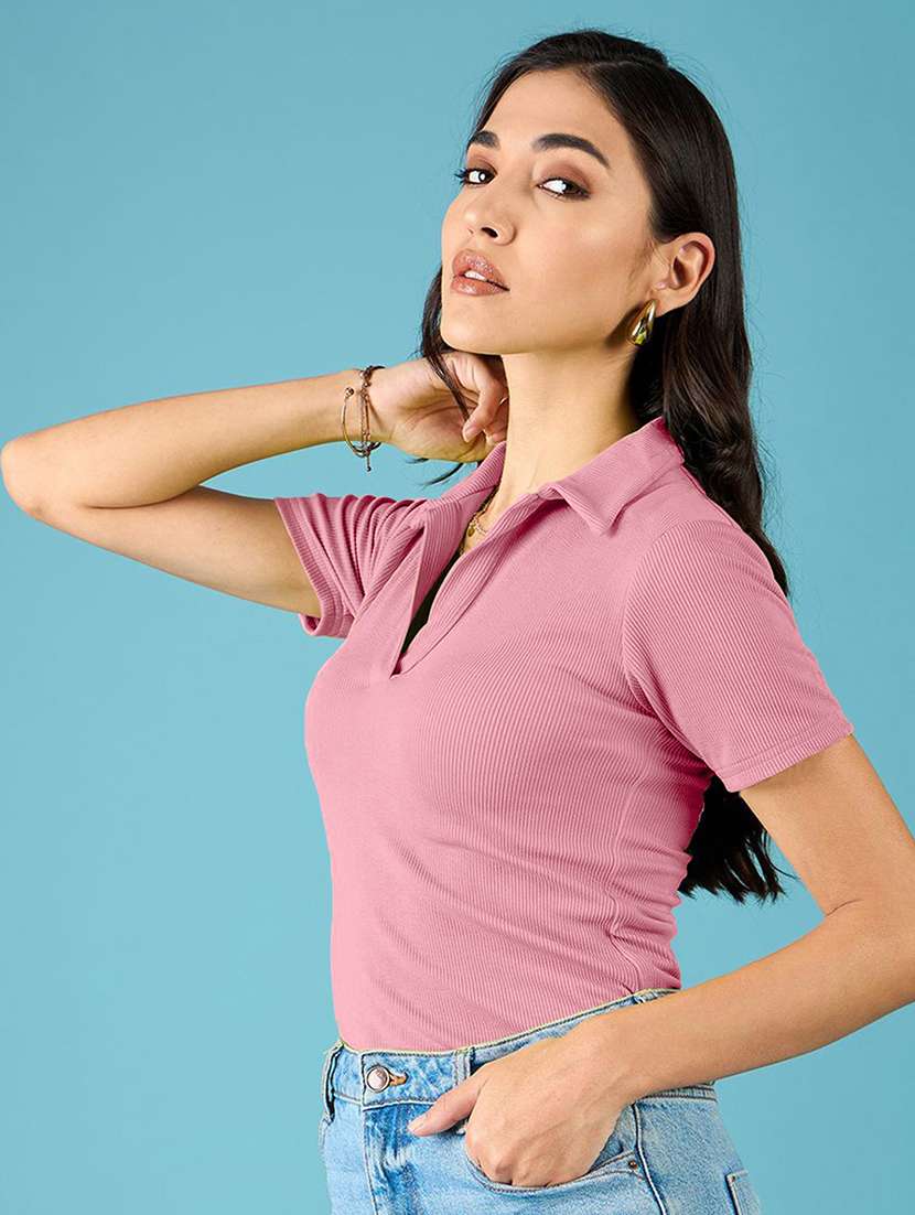 women solid short sleeves polo t-shirt - 22578863 -  Standard Image - 2