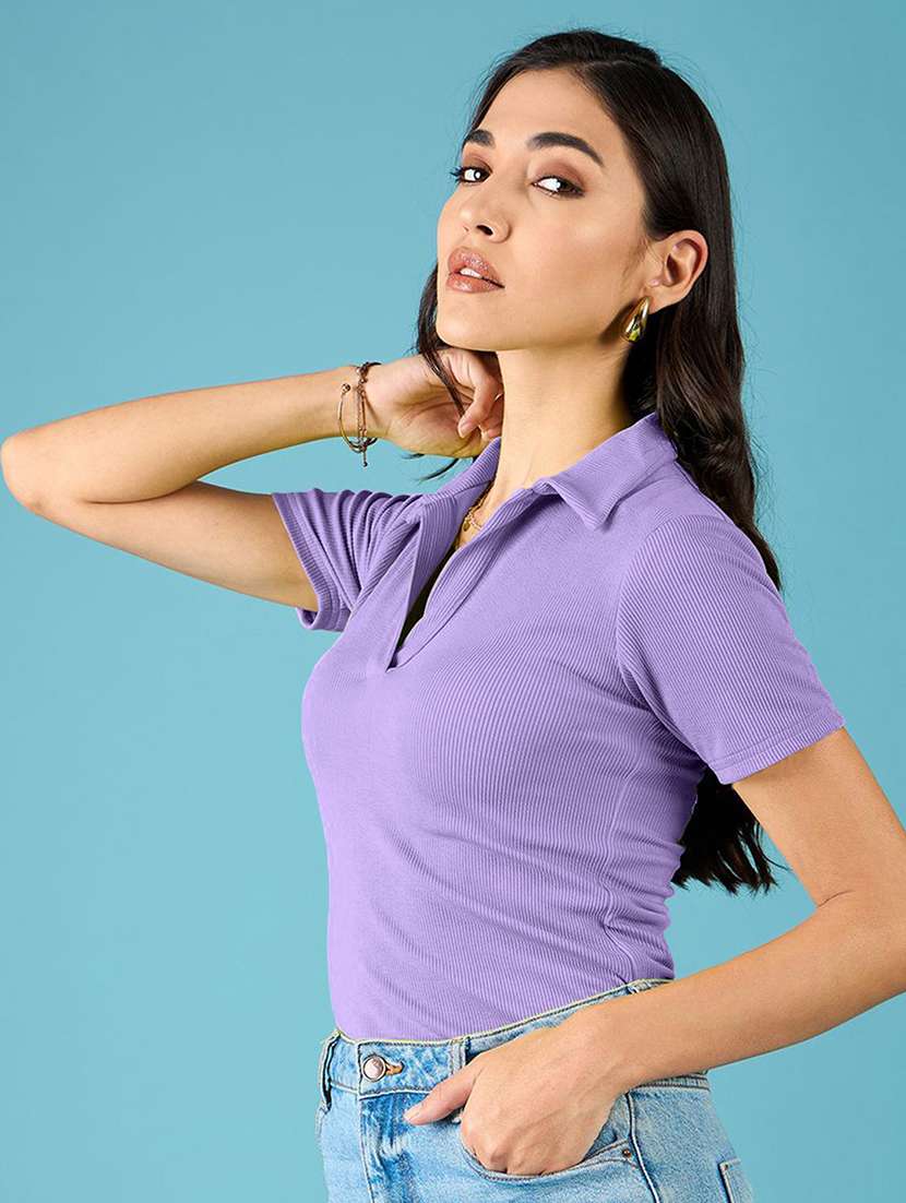 women solid short sleeves polo t-shirt - 22578864 -  Standard Image - 2