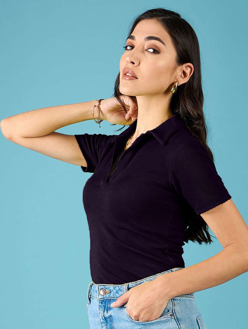 women solid short sleeves polo t-shirt - 22578865 -  Standard Image - 2
