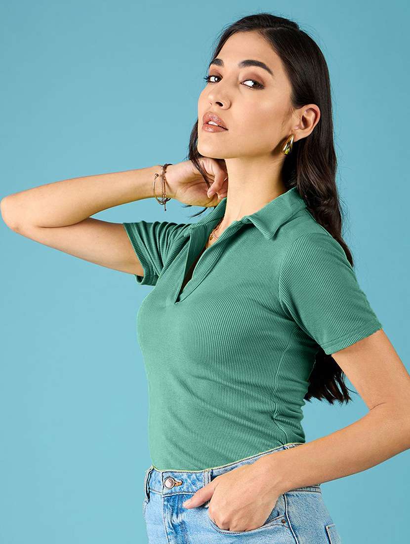 women solid short sleeves polo t-shirt - 22578866 -  Standard Image - 2