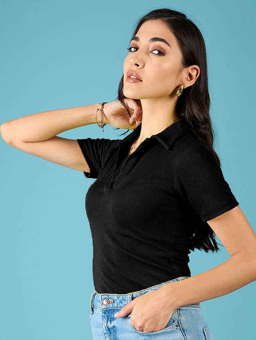 women solid short sleeves polo t-shirt - 22578867 -  Standard Image - 2