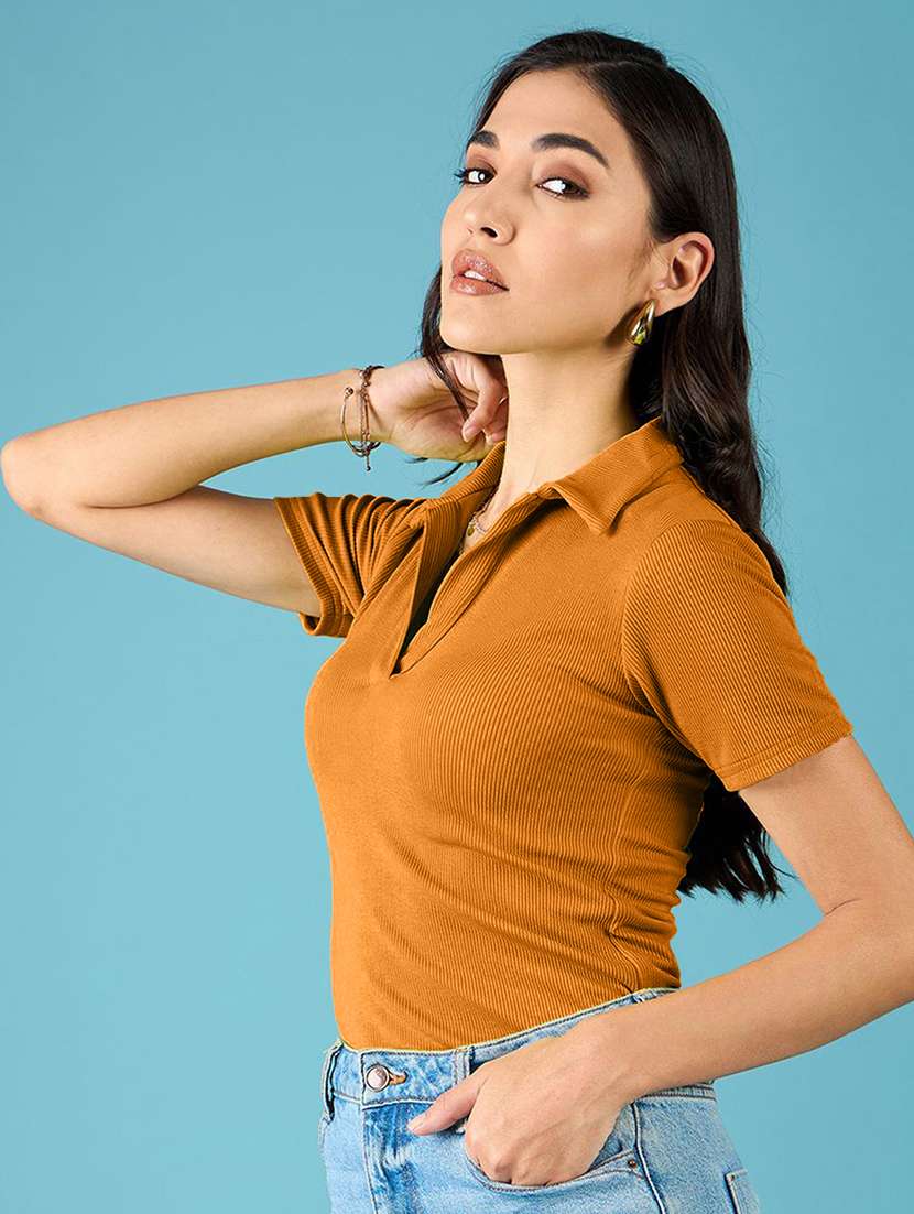 women solid short sleeves polo t-shirt - 22578868 -  Standard Image - 2