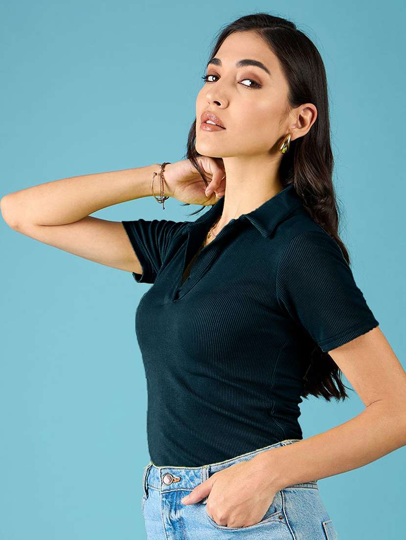 women solid short sleeves polo t-shirt - 22578870 -  Standard Image - 2