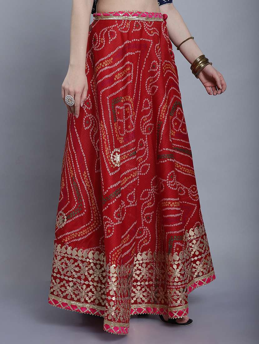 women bandhani printed flared long skirt - 22578915 -  Standard Image - 2