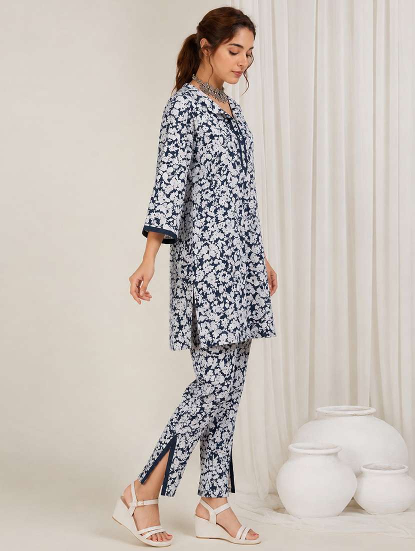 women printed three quarter sleeves ethnic co-ord set - 22579015 -  Standard Image - 2