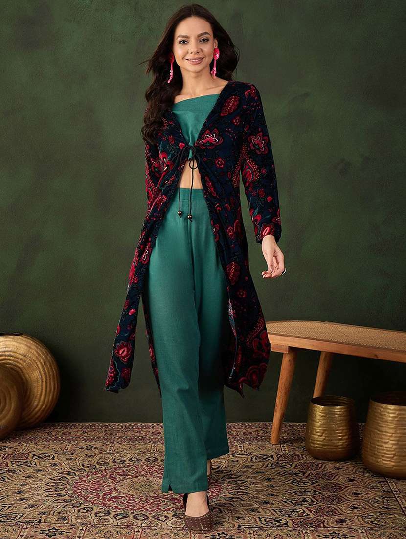 women printed long sleeves fusion set - 22579055 -  Standard Image - 2