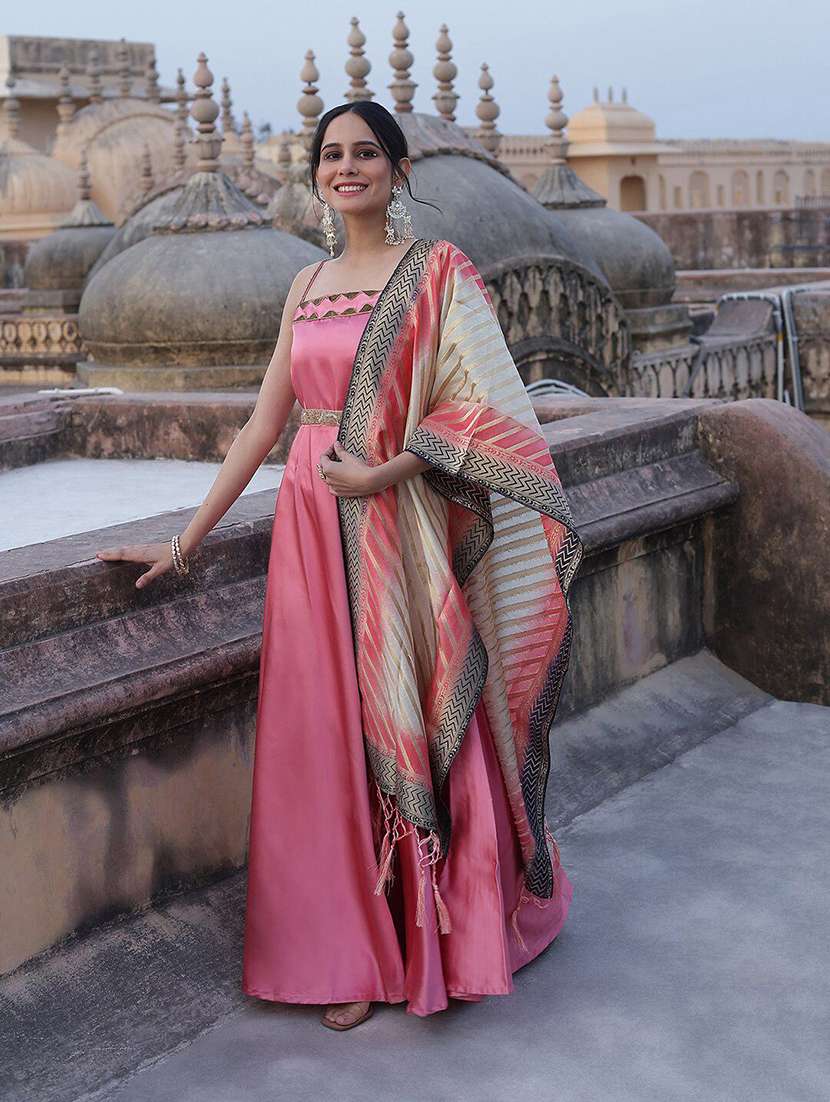 Women Embellished Shoulder Strap Kurta Dupatta Set - 22579111 -  Standard Image - 2